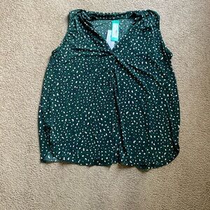 Beacon Dark Green Sleeveless Blouse with White Dots